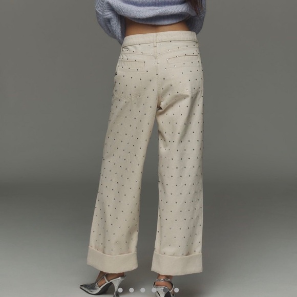 Anthropology Pilcro Sparkle Cream Textured Pants - Picture 2 of 10
